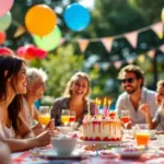 Fête d'anniversaire joyeuse à Montpellier avec des ballons.