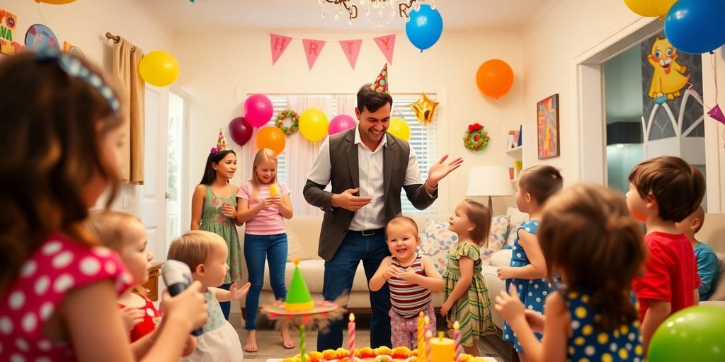 Animateur d'anniversaire avec enfants à domicile.