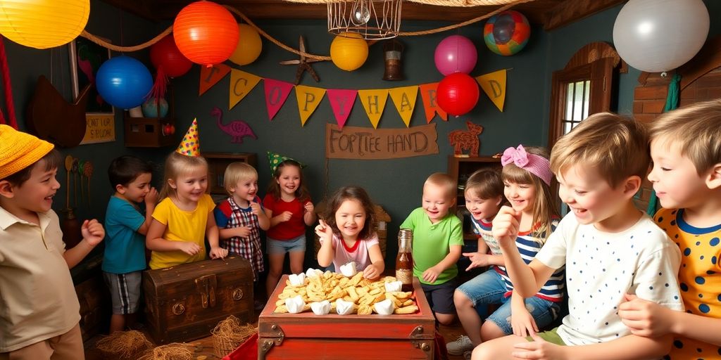 Enfants jouant à un jeu d'anniversaire inspiré de Fort Boyard.