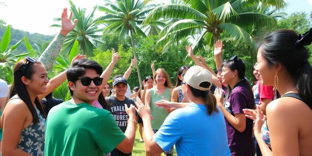 Participants en pleine activité lors d'un événement Koh Lanta.