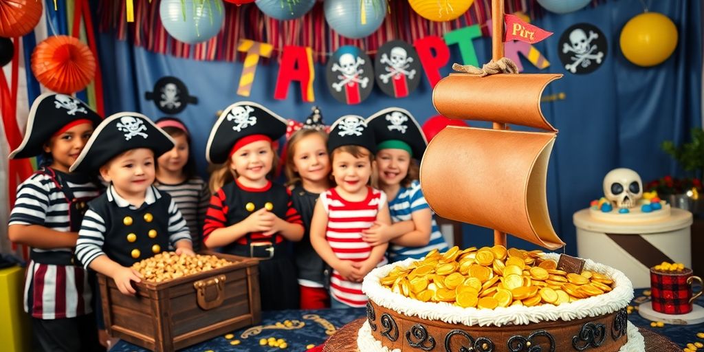 Fête d'anniversaire sur le thème des pirates.