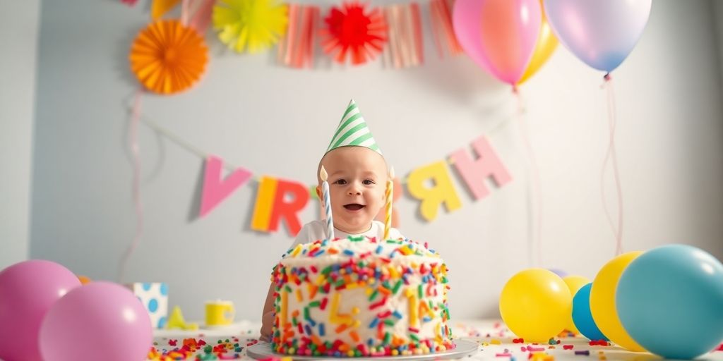 Scène festive pour un anniversaire d'un an.